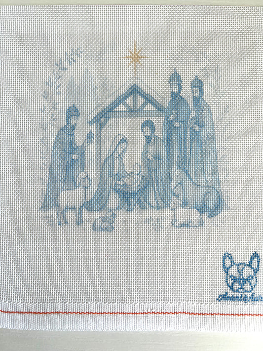 Nativity in Blue Toile